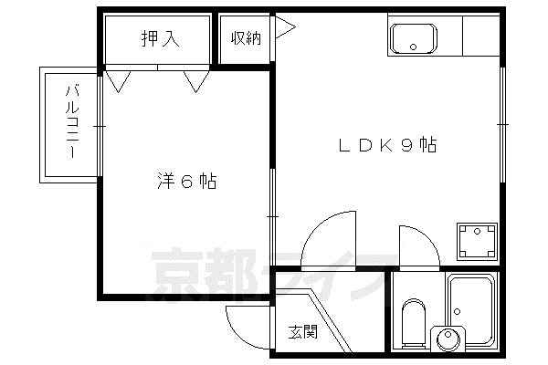 レグメントダム(1LDK/1階)の間取り写真
