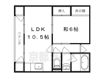 京都市東西線 東山駅(京都) 徒歩15分 4階建 築56年(1LDK/4階)の間取り写真