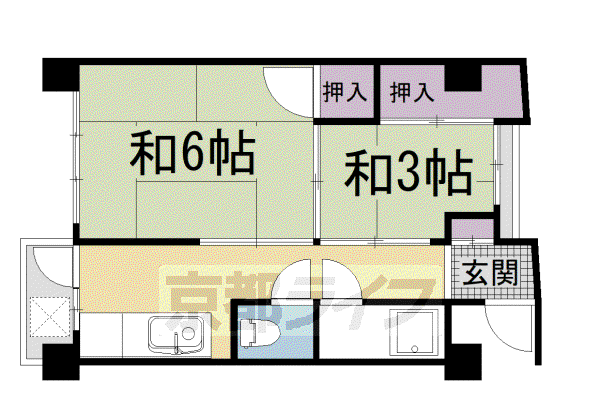 第一白川ハイツ(2DK/4階)の間取り写真