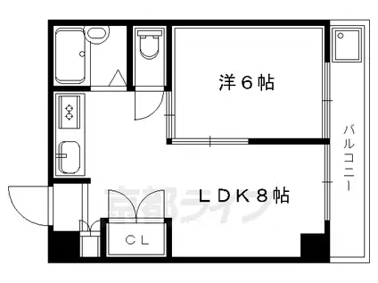 京都市烏丸線 国際会館駅 徒歩2分 3階建 築51年(1LDK/2階)の間取り写真