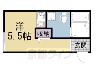 京都市烏丸線 北山駅(京都) 徒歩4分 2階建 築41年(ワンルーム/1階)の間取り写真