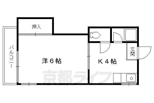 宝ハイツ(1K/2階)の間取り写真