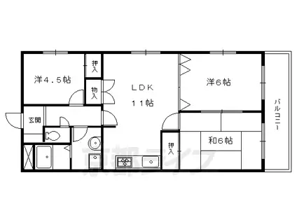 叡山電鉄 一乗寺駅 徒歩9分 2階建 築34年(3LDK/2階)の間取り写真