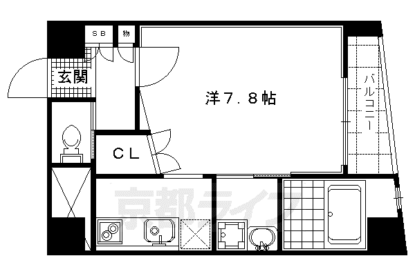 HORIZONTAL下鴨(1K/5階)の間取り写真