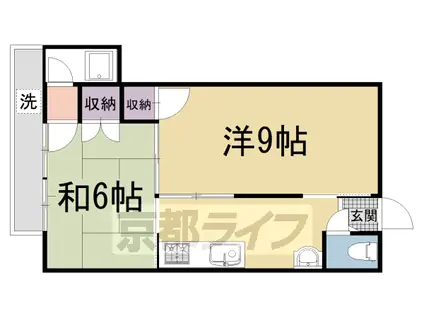 京都府京都市左京区 3階建 築48年(2K/2階)の間取り写真