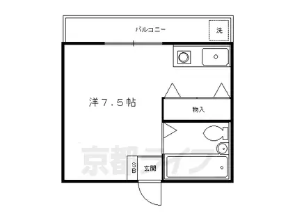 叡山電鉄 茶山・京都芸術大学駅 徒歩8分 3階建 築31年(ワンルーム/3階)の間取り写真