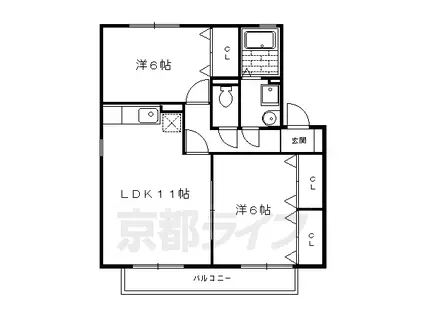 叡山電鉄 岩倉駅(京都) 徒歩24分 2階建 築20年(2LDK/2階)の間取り写真