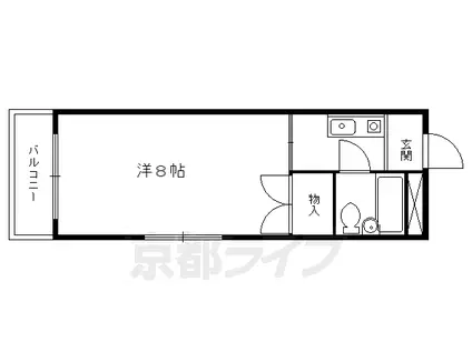 叡山電鉄 宝ケ池駅 徒歩5分 2階建 築39年(1K/1階)の間取り写真