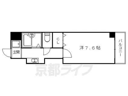 京都市烏丸線 松ケ崎駅(京都) 徒歩5分 4階建 築31年(1K/3階)の間取り写真