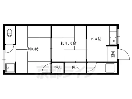 叡山電鉄 茶山・京都芸術大学駅 徒歩3分 4階建 築56年(2K/2階)の間取り写真