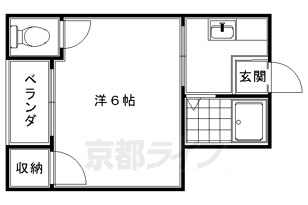 京都市東西線 蹴上駅 徒歩13分 2階建 築26年(1K/2階)の間取り写真