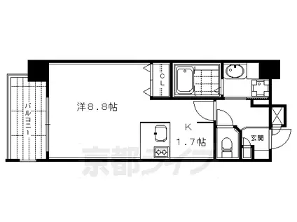 京阪電気鉄道京阪線 三条駅(京都) 徒歩3分 7階建 築20年(1K/4階)の間取り写真