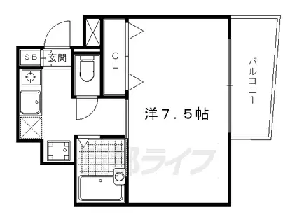 京阪電気鉄道鴨東線 神宮丸太町駅 徒歩25分 3階建 築19年(1K/2階)の間取り写真