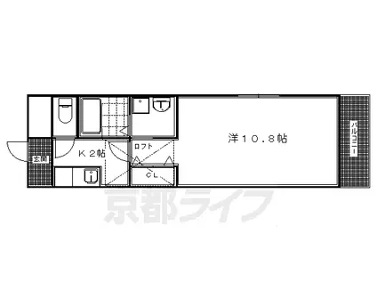 京都市烏丸線 北大路駅 徒歩17分 3階建 築20年(1K/3階)の間取り写真