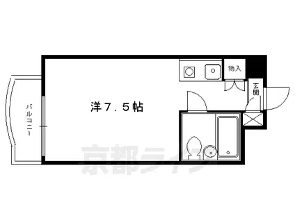 正和フラット宝ヶ池(1K/4階)の間取り写真