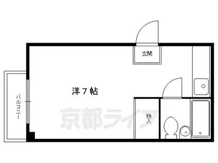 京阪電気鉄道鴨東線 出町柳駅 徒歩5分 3階建 築41年(1K/2階)の間取り写真