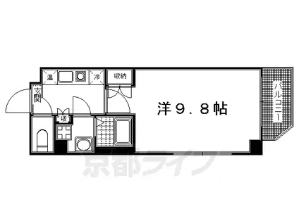 京都市烏丸線 北大路駅 徒歩19分 5階建 築24年(1K/5階)の間取り写真