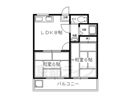 叡山電鉄 三宅八幡駅 徒歩7分 2階建 築43年(2LDK/1階)の間取り写真