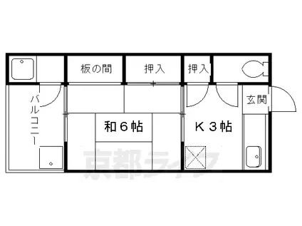 京都市烏丸線 松ケ崎駅(京都) 徒歩9分 2階建 築60年(1K/1階)の間取り写真