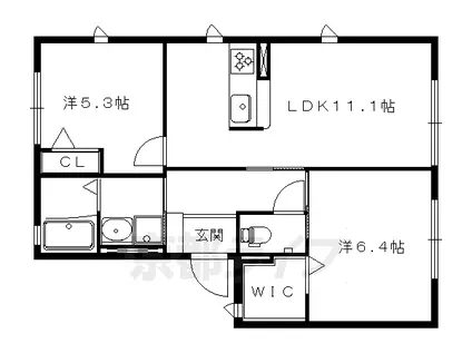 叡山電鉄 岩倉駅(京都) 徒歩7分 2階建 築19年(2LDK/2階)の間取り写真