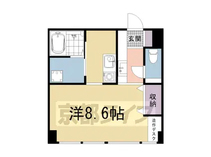京阪電気鉄道鴨東線 出町柳駅 徒歩13分 4階建 築48年(1K/3階)の間取り写真