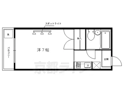 叡山電鉄 元田中駅 徒歩5分 4階建 築41年(1K/3階)の間取り写真