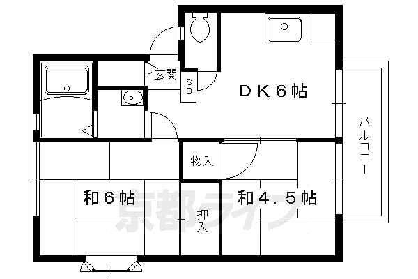 メゾンドヤーブ(2DK/1階)の間取り写真