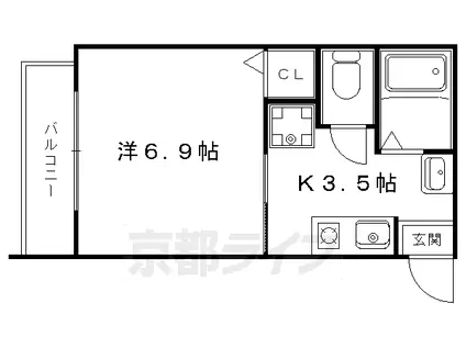 エスメラルダ北白川(1K/1階)の間取り写真