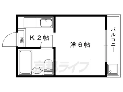 叡山電鉄 元田中駅 徒歩2分 3階建 築45年(1K/3階)の間取り写真