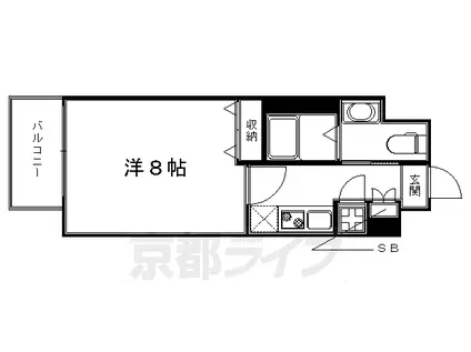 レジディア洛北(1K/4階)の間取り写真