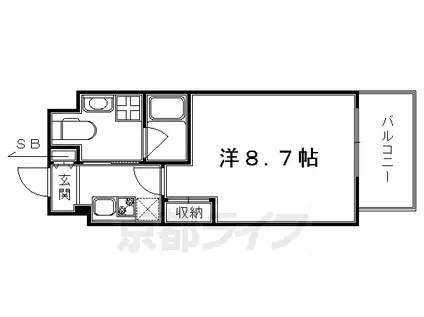 叡山電鉄 元田中駅 徒歩3分 5階建 築18年(1K/3階)の間取り写真