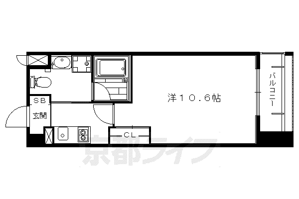 叡山電鉄 元田中駅 徒歩3分 5階建 築19年(1K/3階)の間取り写真