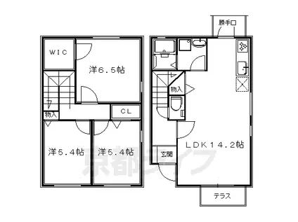 京都市烏丸線 国際会館駅 徒歩7分 2階建 築18年(3LDK/1階)の間取り写真
