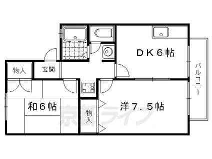 叡山電鉄 茶山・京都芸術大学駅 徒歩5分 2階建 築29年(2DK/2階)の間取り写真
