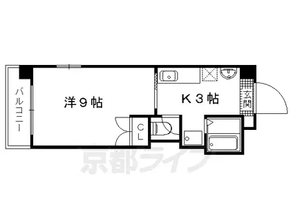 京都市東西線 蹴上駅 徒歩24分 3階建 築19年(1K/1階)の間取り写真