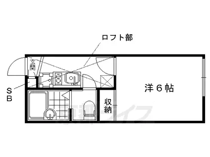 山陰本線 円町駅 徒歩4分 2階建 築20年(1K/2階)の間取り写真