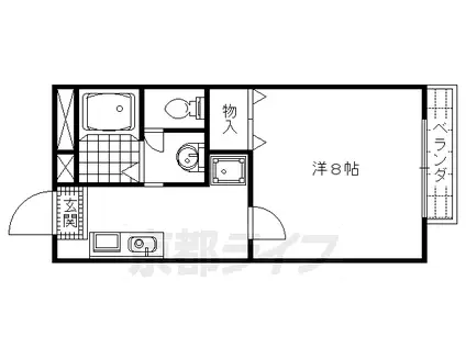 京福北野線 北野白梅町駅 徒歩14分 2階建 築23年(1K/1階)の間取り写真
