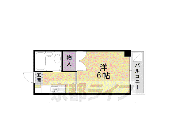 山陰本線 二条駅 徒歩10分 3階建 築40年(1K/3階)の間取り写真
