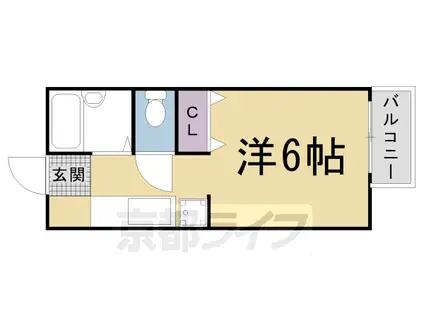 山陰本線 太秦駅(JR) 徒歩8分 2階建 築29年(1K/1階)の間取り写真