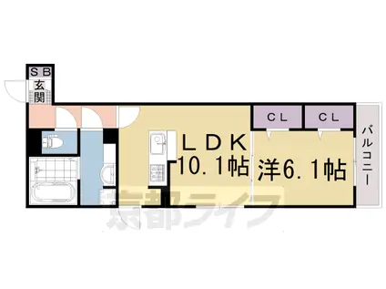 山陰本線 花園駅(京都) 徒歩5分 3階建 築5年(1LDK/3階)の間取り写真