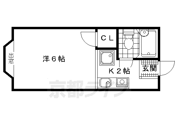 阪急電鉄京都線 西京極駅 徒歩9分 2階建 築33年(1K/2階)の間取り写真