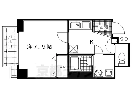 阪急電鉄京都線 西京極駅 徒歩1分 10階建 築19年(1K/10階)の間取り写真
