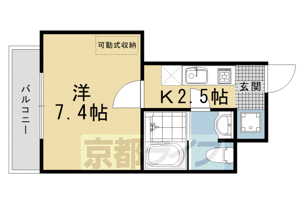 阪急電鉄京都線 西院駅(阪急) 徒歩9分 3階建 築19年(1K/2階)の間取り写真