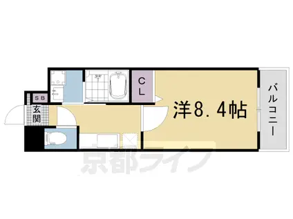 山陰本線 花園駅(京都) 徒歩3分 7階建 築19年(1K/3階)の間取り写真