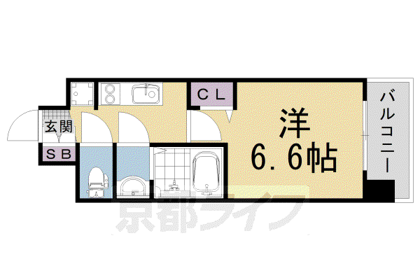 阪急電鉄京都線 西院駅(阪急) 徒歩11分 6階建 築5年(1K/4階)の間取り写真