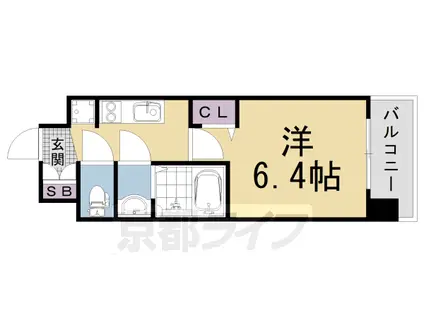 阪急電鉄京都線 西院駅(阪急) 徒歩11分 6階建 築4年(1K/6階)の間取り写真