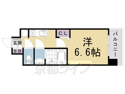阪急電鉄京都線 西院駅(阪急) 徒歩11分 6階建 築4年(1K/2階)の間取り写真