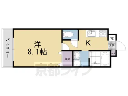 阪急電鉄京都線 大宮駅(京都) 徒歩6分 6階建 築19年(1K/3階)の間取り写真