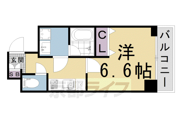 山陰本線 二条駅 徒歩5分 11階建 築19年(1K/10階)の間取り写真