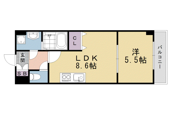 エスペランス中井2(1LDK/2階)の間取り写真